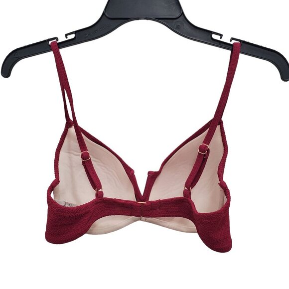 Target Women's Burgundy Textured‎ Plunge Neck Underwire Swim Top Bikini Size 34C - Picture 7 of 7